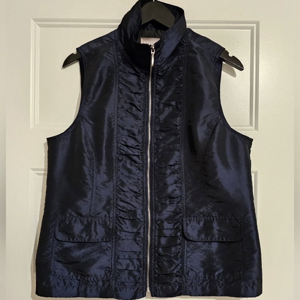 Chico's Women's Blue Full Zip Vest sz 1 (Medium)